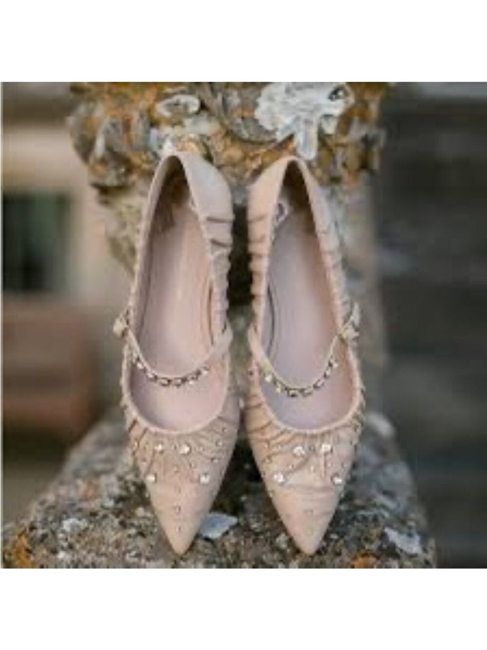 NWOB $129 x Jennifer Sumko Lyssa Lou Leather Studded Mary Jane Flats - Tan